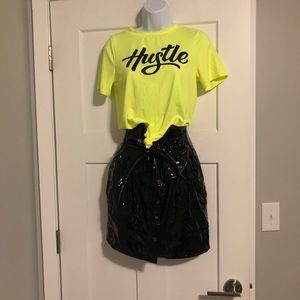 Belted Vinyl Skirt